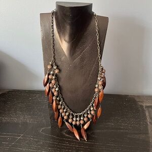 Brown Beaded Statement Necklace